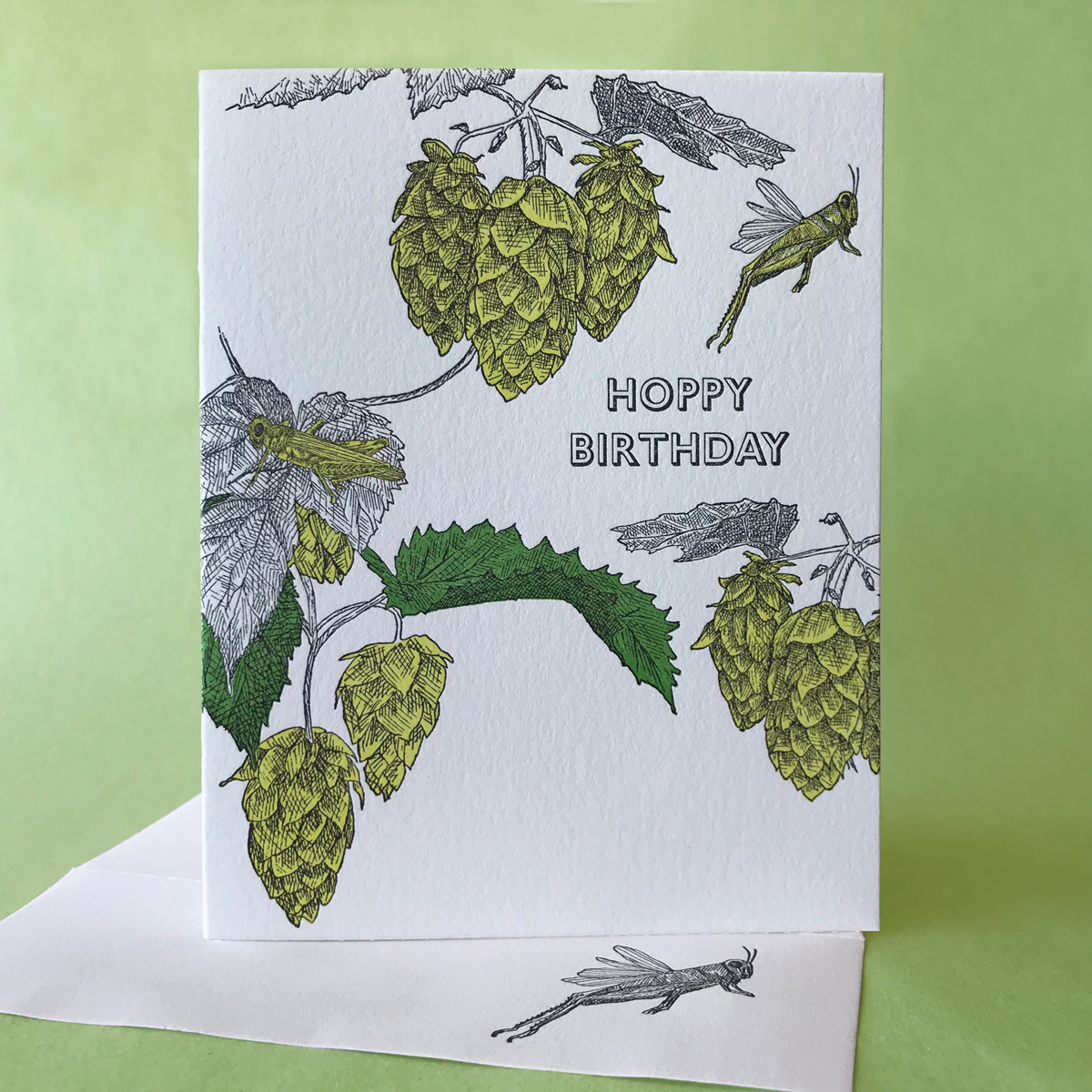 Hops with Grasshoppers Birthday Card