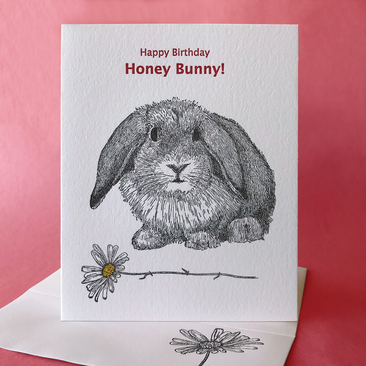 Shasta Daisy with Bunny Birthday Card