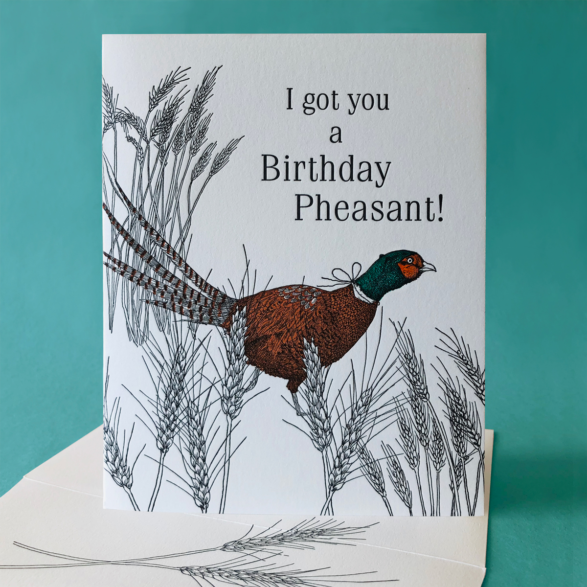 Wheat with Pheasant Birthday Card