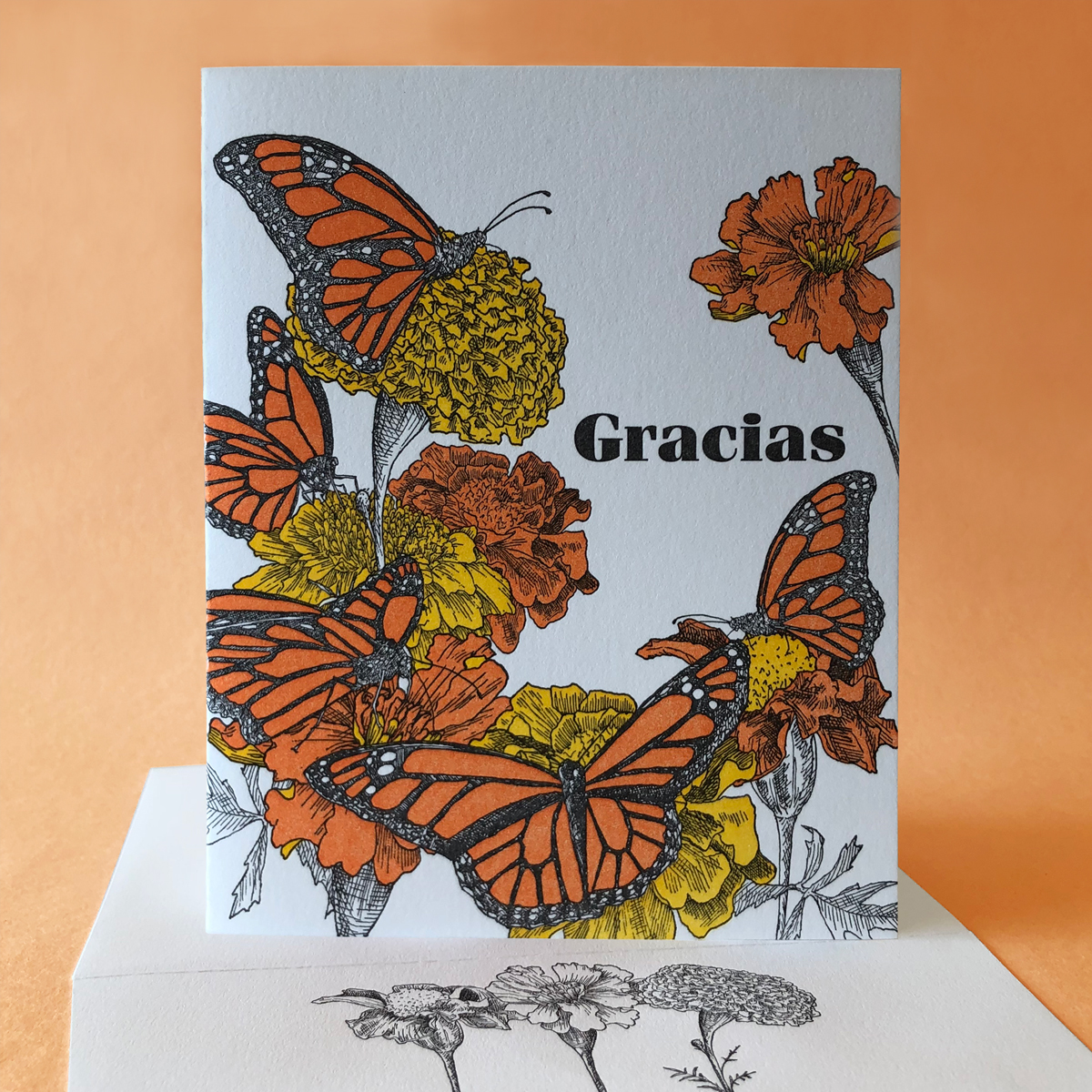 Marigolds with Monarch Butterflies Thank You card