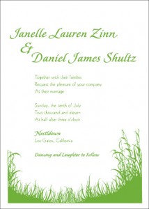 Natural, simple, invitation design with grass