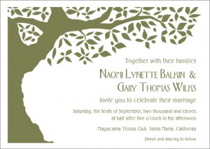 Contemporary olive tree wedding invitation design