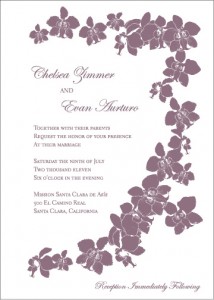 Orchid floral purple wedding invitation