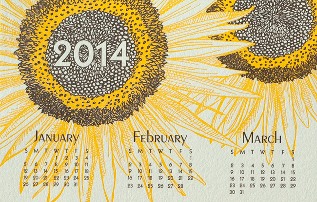 Sunflower 2014 Calendar (detail)