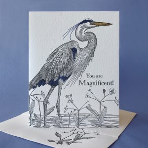 Water Plaintain and Blue Heron "You Are Magnificent" Card by Painted Tongue Press