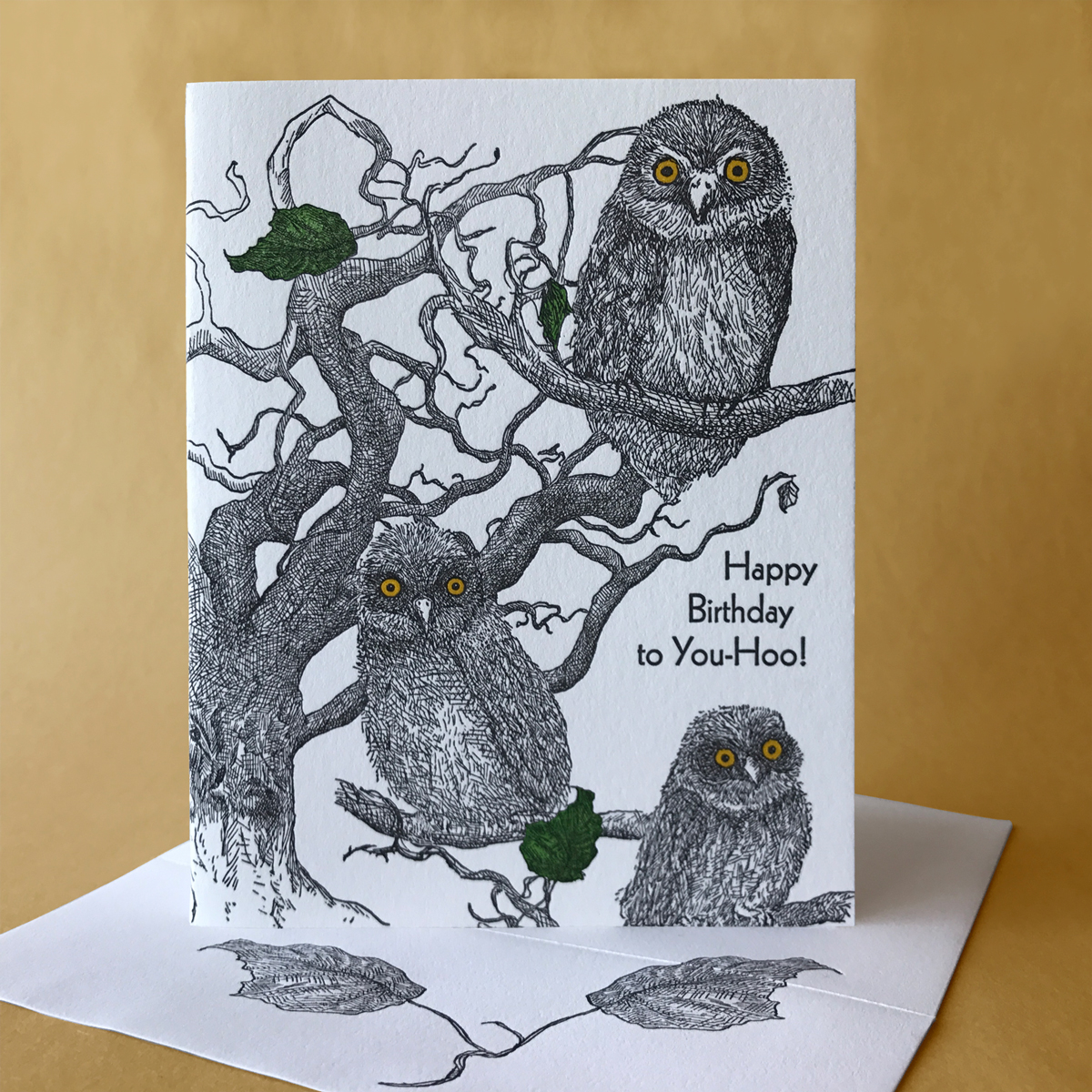 Hazelnut with Owls Birthday Card